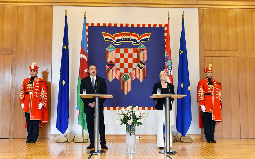 Azerbaijani and Croatian presidents make press statements