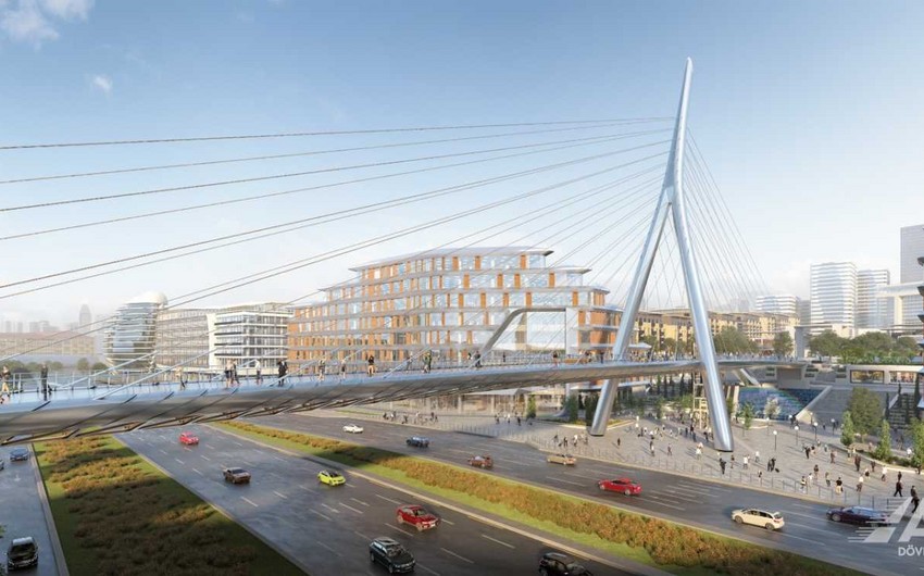 В Баку строится новый подвесной пешеходный мост