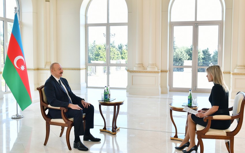 Президент Ильхам Алиев дал интервью телеканалу Euronews