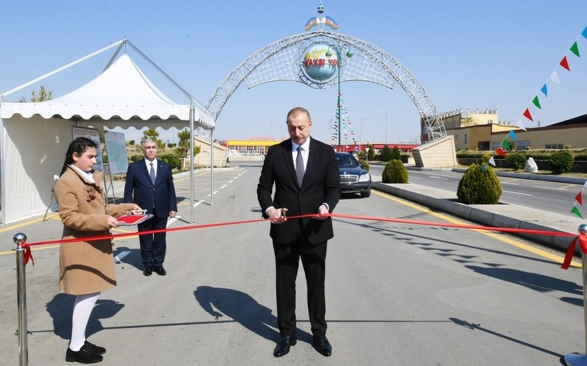 President Ilham Aliyev inaugurates road in Goranboy