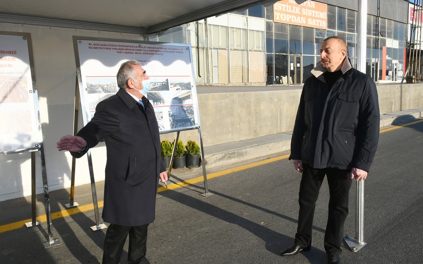 Ilham Aliyev attends opening of new road