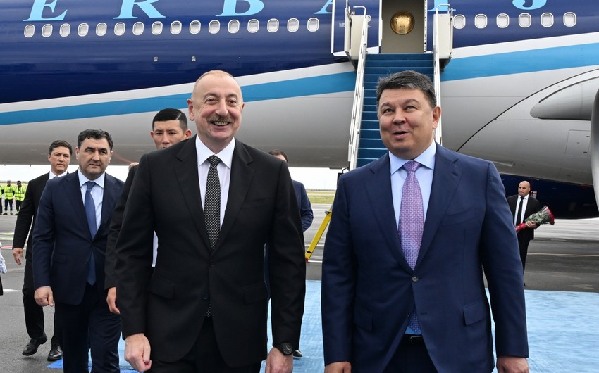 Президент Ильхам Алиев прибыл с визитом в Астану