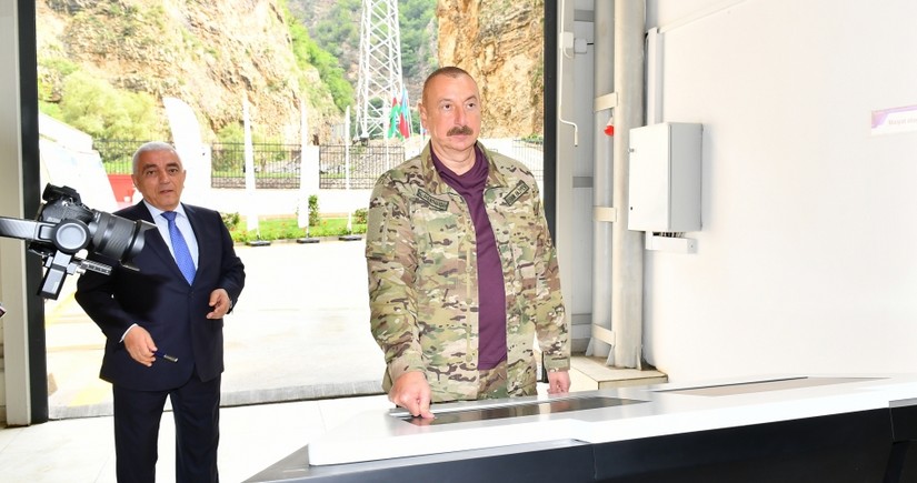 Ильхам Алиев принял участие в открытии малой ГЭС Кяльбаджар-1
