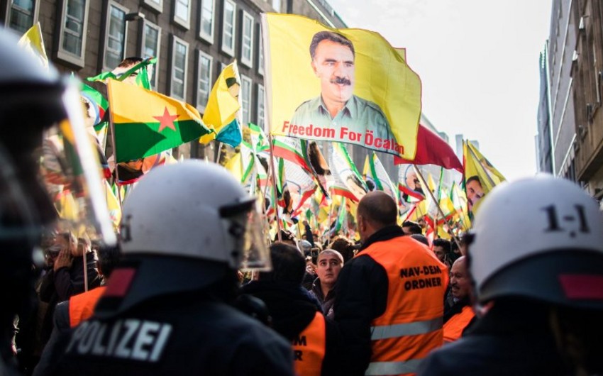Almaniyada PKK tərəfdarlarının nümayişində polislə qarşıdurma olub, saxlanılanlar var