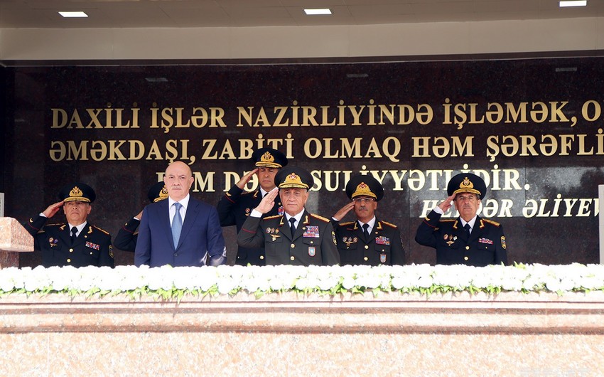 Проводится торжественная церемония в связи со 100-летним юбилеем Азербайджанской полиции