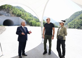 President visits construction site of 4th tunnel and a 15.2-kilometer section of Toghanaly-Kalbajar-Istisu highway