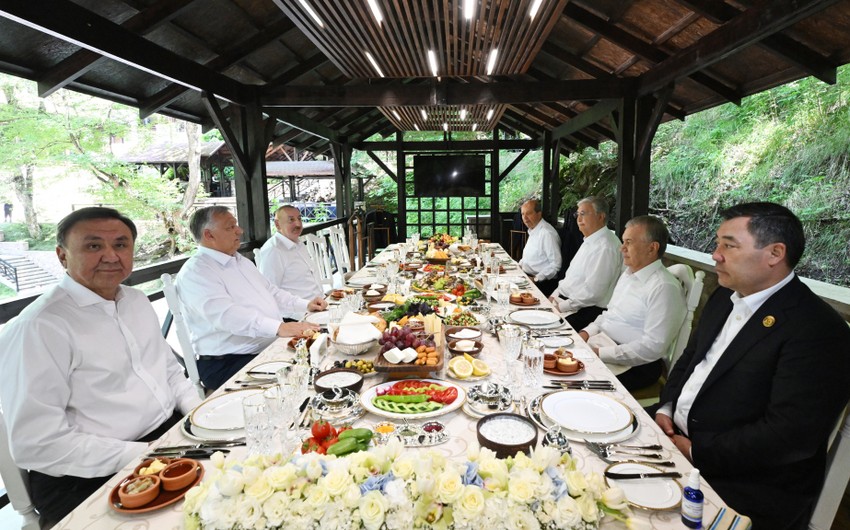 Dinner was hosted on behalf of President Ilham Aliyev in honor of heads of state and government of Organization of Turkic States in Shusha