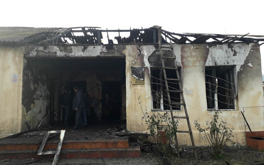 В музыкальной школе в Агджабеди произошел пожар - ВИДЕО