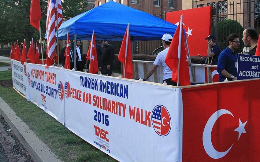 Turks guard the Turkish Embassy to Washington