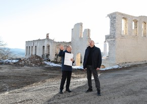 Ilham Aliyev inspects construction progress on Garabagh Street in Shusha city