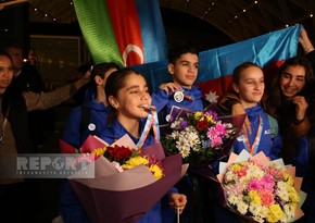 Азербайджанские гимнасты, успешно выступившие на ЧМ, вернулись на родину