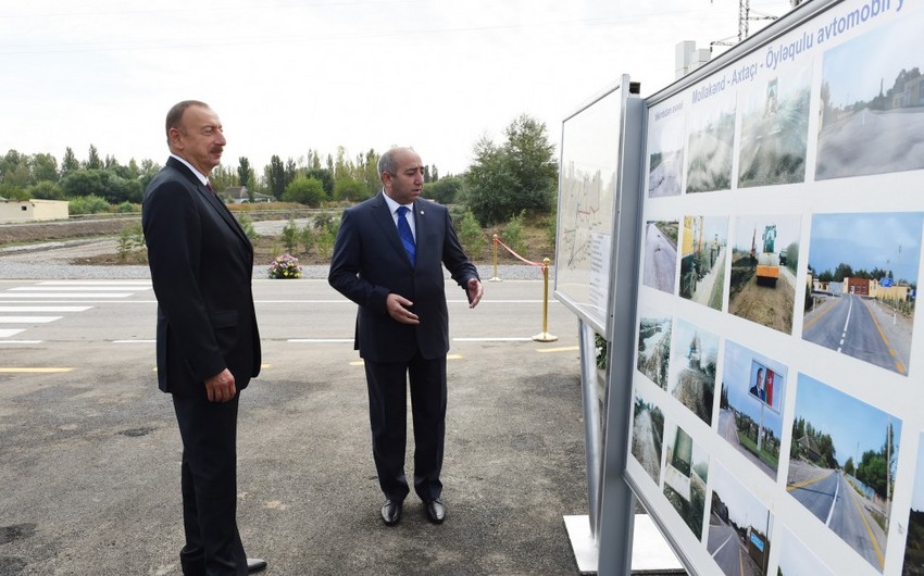 President Ilham Aliyev attends the opening of Mollakand-Akhtachi-Oylagulu highway