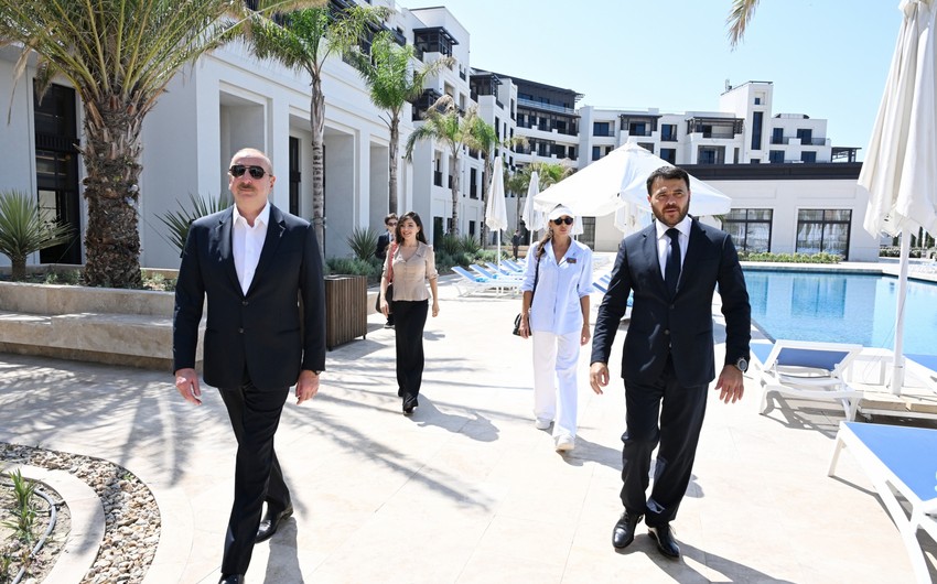 President Ilham Aliyev, First Lady Mehriban Aliyeva attend inauguration of LANDAU School and 'The Grand' apart hotel at Sea Breeze Resort 