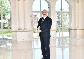 EURO 2020 cup presented to President Ilham Aliyev