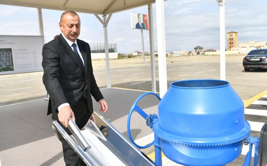 President Ilham Aliyev lays foundation stone for another residential complex in Sumgayit as part of preferential housing project