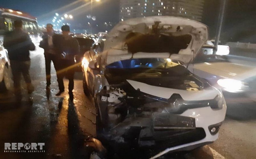 ДТП на дороге Баку-Сумгайыт привело к сильному затору - ВИДЕО