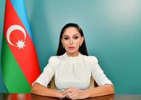 First Lady Mehriban Aliyeva addresses participants of 'One Heart for Palestine' meeting 