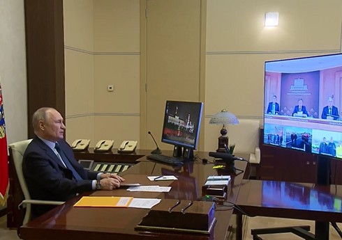 Путин по видеосвязи принял участие в открытии дороги к границе с Азербайджаном