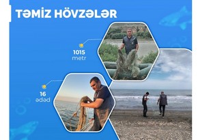 “Təmiz hövzələr” aksiyası çərçivəsində sintetik torlar su hövzələrindən yığışdırılıb