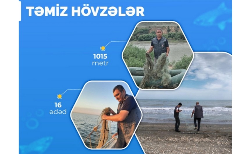 “Təmiz hövzələr” aksiyası çərçivəsində sintetik torlar su hövzələrindən yığışdırılıb