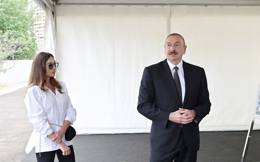Azerbaijan's president, first lady visit Aghdam district