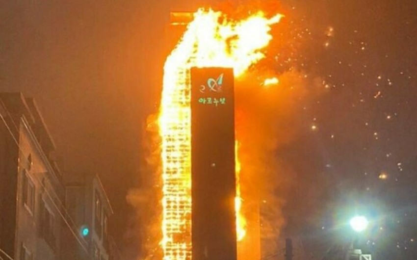 В результате пожара в небоскребе в Южной Корее пострадали десятки человек
