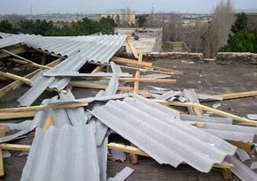 School roof  destroyed by strong wind in Baku