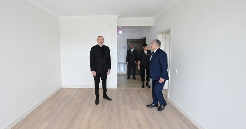 President Ilham Aliyev, First Lady Mehriban Aliyeva view conditions of 15 multi-apartment buildings in Khojaly following repair and reconstruction