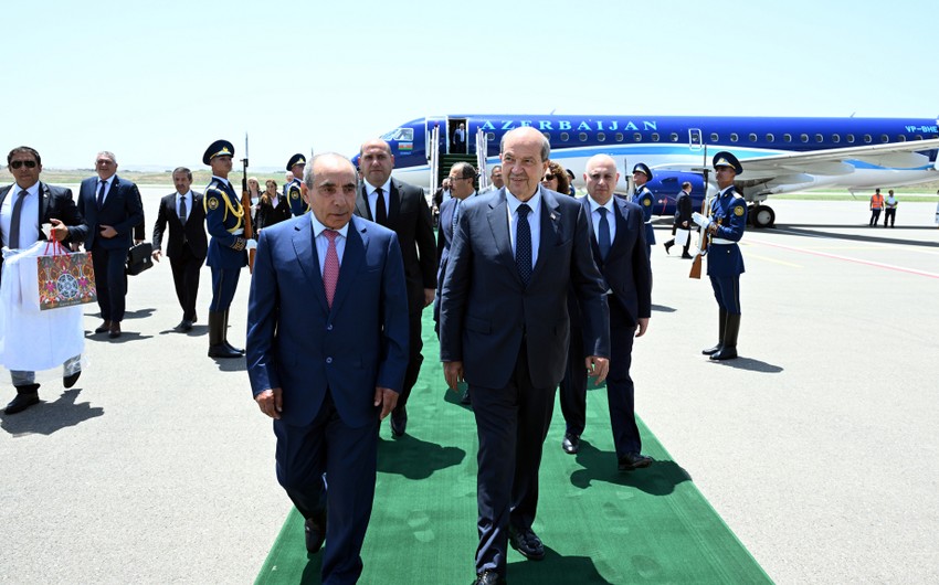 President of Northern Cyprus Ersin Tatar arrives in Fuzuli