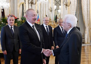 President Ilham Aliyev has working lunch with President of Italy in Rome