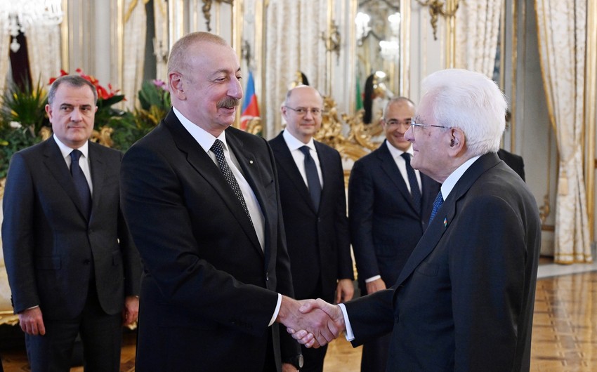 President Ilham Aliyev has working lunch with President of Italy in Rome