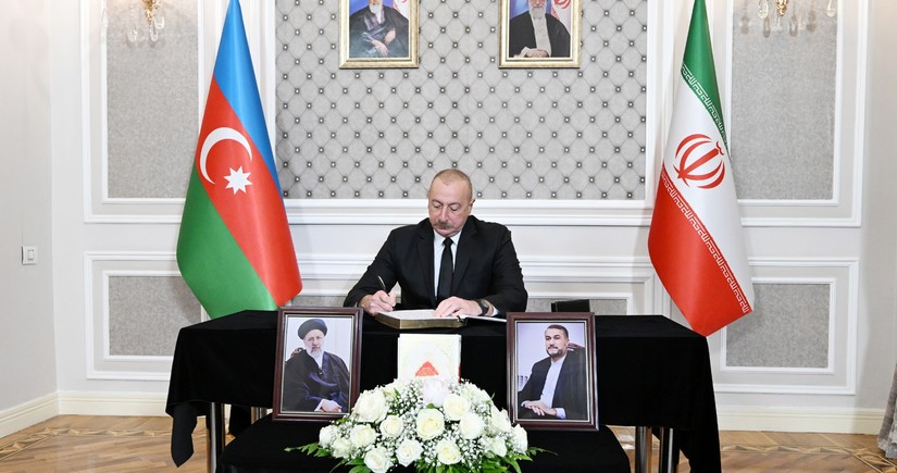 Ilham Aliyev visits Embassy of Iran in Azerbaijan, offers his condolences 