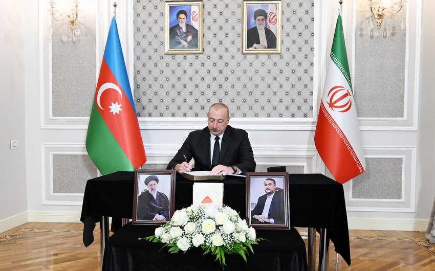 Ilham Aliyev visits Embassy of Iran in Azerbaijan, offers his condolences 