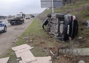 Тяжелое ДТП на автомагистрали Баку-Губа, есть пострадавшие