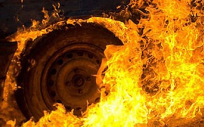 На трассе Баку-Газах загорелся грузовой автомобиль, есть пострадавшие
