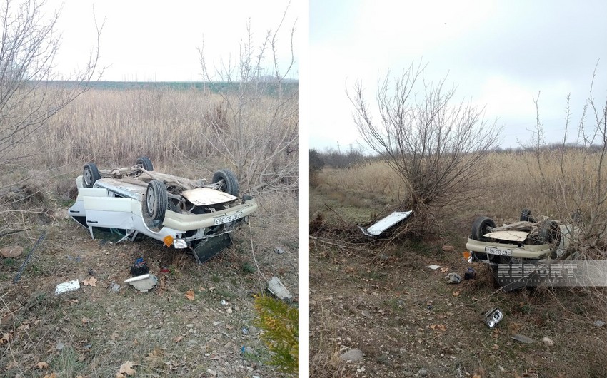 В Бабекском районе перевернулся автомобиль, пострадали четыре человека