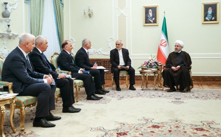 Iranian President Rouhani receives a delegation from Azerbaijan