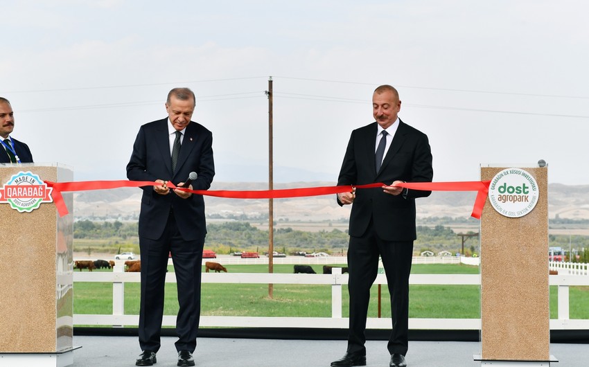 Президенты Азербайджана и Турции приняли участие в открытии первого этапа “Агропарк Dost” в Зангилане
