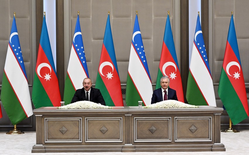 Presidents of Azerbaijan and Uzbekistan make press statements