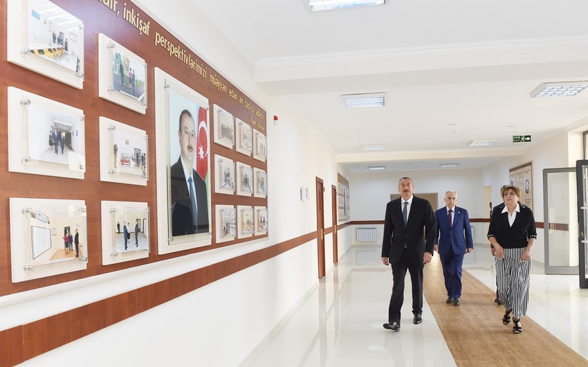Президент Ильхам Алиев ознакомился с условиями, созданными в школах после капитальной реконструкции