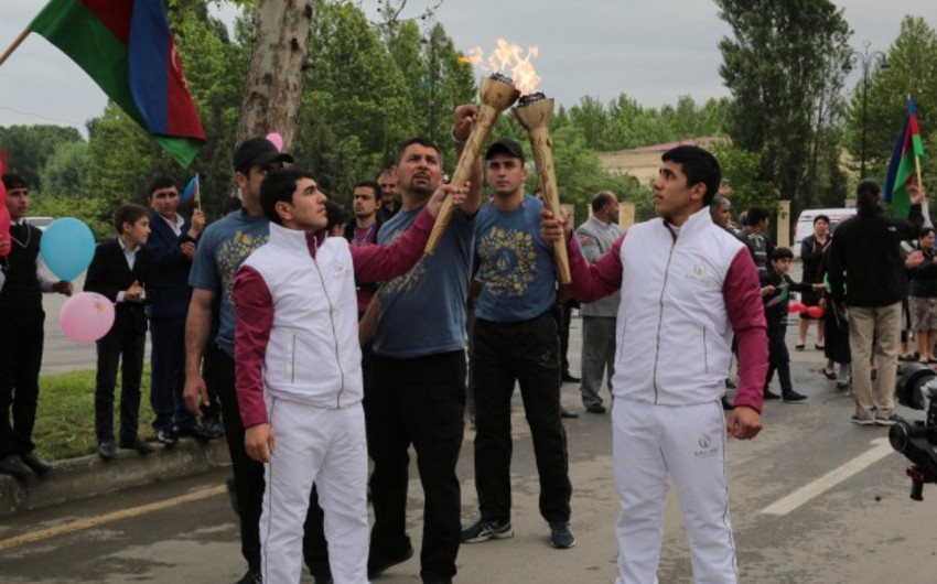 Baku 2015 flame arrives in Yevlakh region - PHOTOS